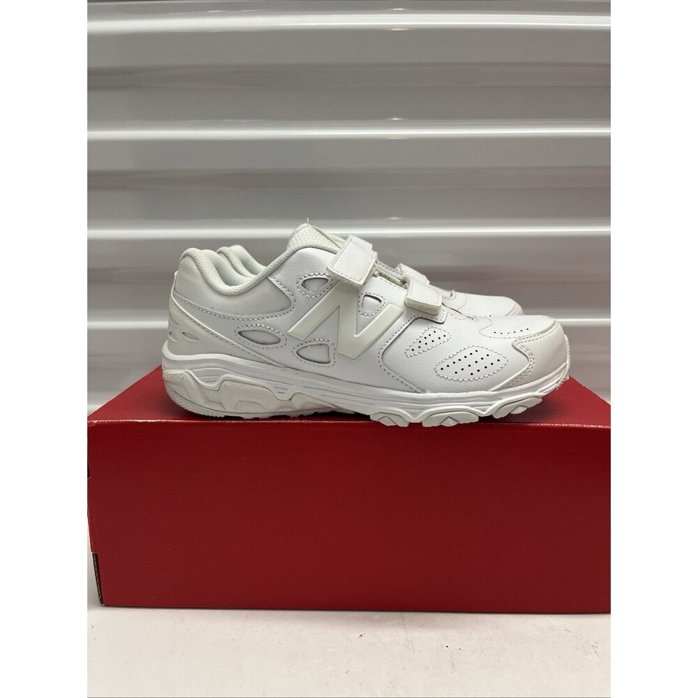 New Balance Little Kids 680 All White Hook & Loop Closure Shoes SZ 10.5 M
